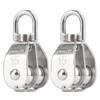 2PCS M15 Double Pulley Snatch Block 304 Stainless Steel Lifting