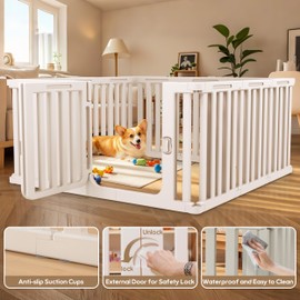 Anywish Plastic Dog Playpen for Indoor Outdoor, 11-Panel Portable Pet Fence, Puppy Playpen with Secure Locking Door Keep Pets Secure, Easy Assemble and Fold