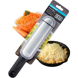 Stainless Steel Rasp Kitchen Grater - Heavy Duty, Multi-Functional Handheld Cheese & Veggie Grater with Razor Sharp Blades, Ergonomic Grip & Dishwasher Safe Design for Easy Cleaning.