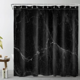 LB Abstract Black Marble Shower Curtain Decor, Minimalist Modern Grey Black and White Marble Shower Curtains for Bathroom 72X72 inch Polyester Fabric Bathroom Decoration Bath Curtains Hooks Included