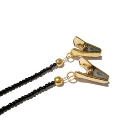 ATLanyards Glasses Holder | Black Beaded with Gold Clips Eyeglass Holder | Glasses Strap | Eyeglass Retainer | Sunglass Chain