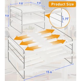 JUPELI Foil and Plastic Wrap Organizer, Expandable Kitchen Pantry Storage, Height Adjustable Cabinet Rack for Kitchen Organization, Aluminum Foil -3 Tier 9.8" to 15.6"L