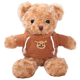 Gwxqybfe 10inch Teddy Bear Stuffed Animal with Hoodie, Soft Stuffed Bear Plushie Toys, Birthday Christmas Valentine's Day Gifts for Kid Boys Girls (Brown)
