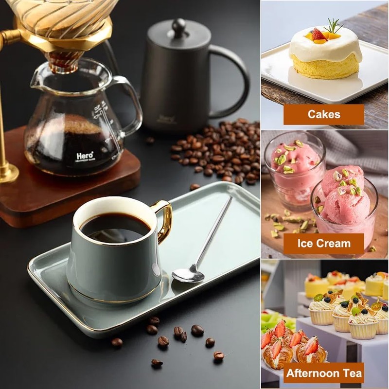 6 Pieces Stainless Steel Coffee Spoons, 12.9 cm Round Dessert