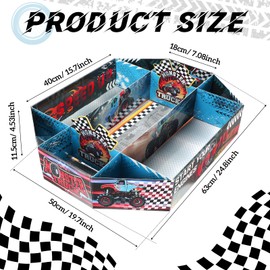 Fullhawl Truck Party Food Trays 9 Compartments Disposable Monster Truck Snack Plates for Racing Theme Birthday Decoration Paper Food Boats Holders for French Fries Nachos Hot Dog Tacos BBQ Serving
