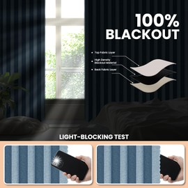 JILRON Accordion Partition Curtain with Ceiling Track - Space-Saving Room Divider, Tool-Free Installation(Blue 100" W x 84" L-Pack of 1)