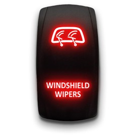 Windshield Wipers - Red - Laser Etched Toggle Switch 20A 12V - Vertical Rocker Switch 5-Pin DPST