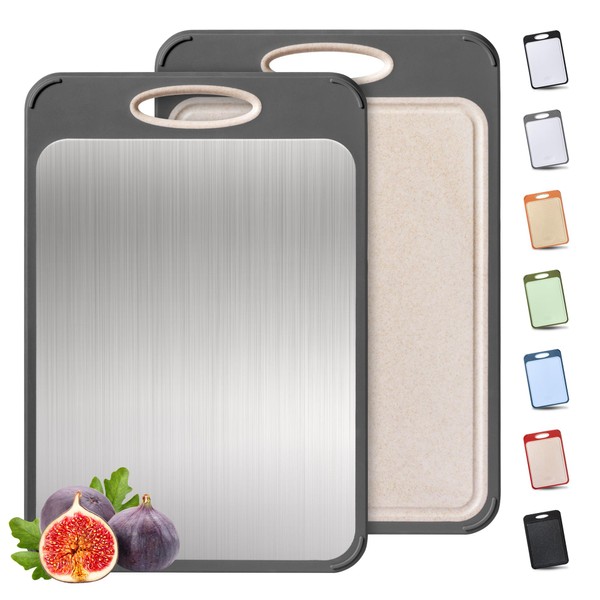 2 in 1 Stainless Steel Cutting Board with Handle Chopping