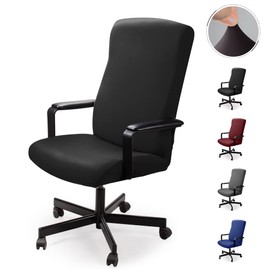 Office Chair Cover, Office Chair Cover, Swivel Chair Cover, Modern Chair Cover, Armchair Cover, Elastic Washable Chair Covers Set for Office Chair, Computer, Desk Chair (No Chair) (Black, 2 m)