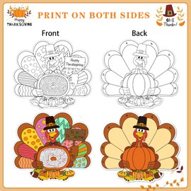 JUESMOS 16 Pack Fall Thanksgiving Coloring Placemats for kids Double Side Turkey Coloring Place Mats Family Classroom Activity Paper Placemats Disposable Thanksgiving Crafts for Home Table Decorations