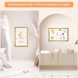 MOUDAMION 16x24 Wood Frame Gold, Ornate Natural 24x16in Picture Poster Frame, Modern Golden 16 x 24inch Gallery Wall Photo Frame with HD Plexiglass, Horizontal Vertical Wall Mounting Display 1pcs