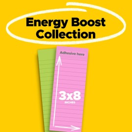 Post-it Post it Super Sticky Notes Tropical Pink Limeade 3x8 Eco Friendly Lined 90 Sh...