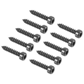 QUARKZMAN 2 mm x 10 mm Self-Tapping Screws x 100 Pieces Full Thread Carbon Steel Hexagonal Flat Head Self-Tapping Screws for Furniture Bed Chairs [Black]