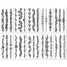 10 Blätter Totem-Armbänder, Beinringe, Arme, temporäre Tattoo-Aufkleber, wasserdicht, realistisch, für Frauen und Männer