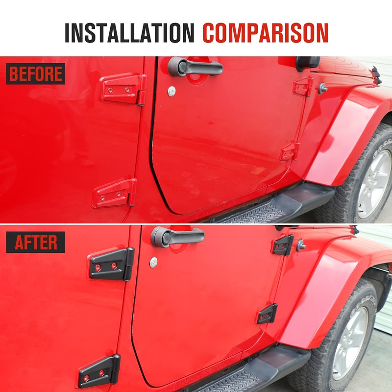 8PCS Door Hinge Covers Protector for 2007-2018 Jeep Wrangler JK