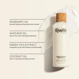 REMILIA Rosemary Conditioner - Hair Conditioner for Damaged Dry Hair w/Avocado Oil, Coconut Oil & Green Tea - Green Goddess Natural Conditioner, 300 ml