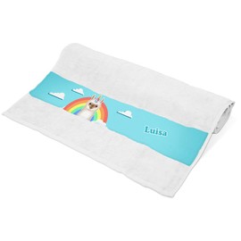 Eurofoto Towel + Wash Bag Set with Name Luisa and Llama Unicorn Motif for Girls | Towel and Wash Bag Printed |