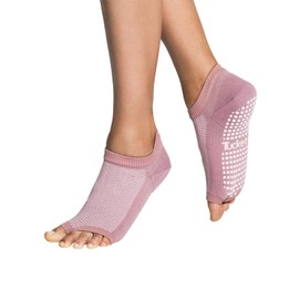Tucketts Flow Toeless Non-Slip Grip Socks - Anti Skid Yoga, Barre, Pilates, Home & Leisure, Pedicure - S/M - 1 pair Mauve Pique