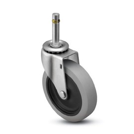 Shepherd Regent Series 2" Diameter TPR Wheel Swivel Caster, 7/16" Diameter x 7/8" Length Grip Ring Stem, 80 lbs Capacity, Zinc Finish