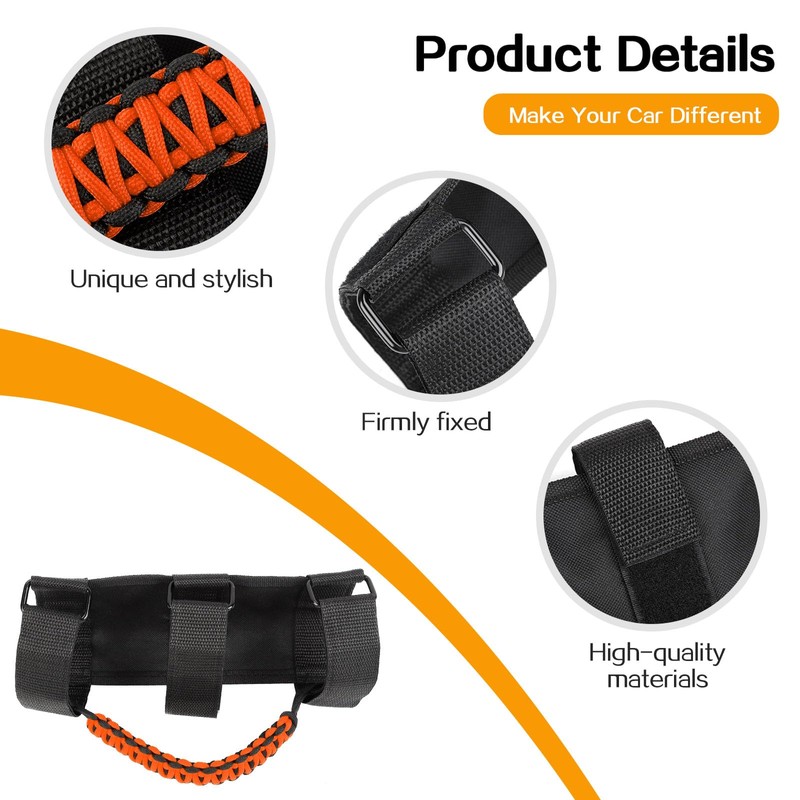 Hoolcar 4 x Roll Bar Grab Handles Paracord Grip Handles