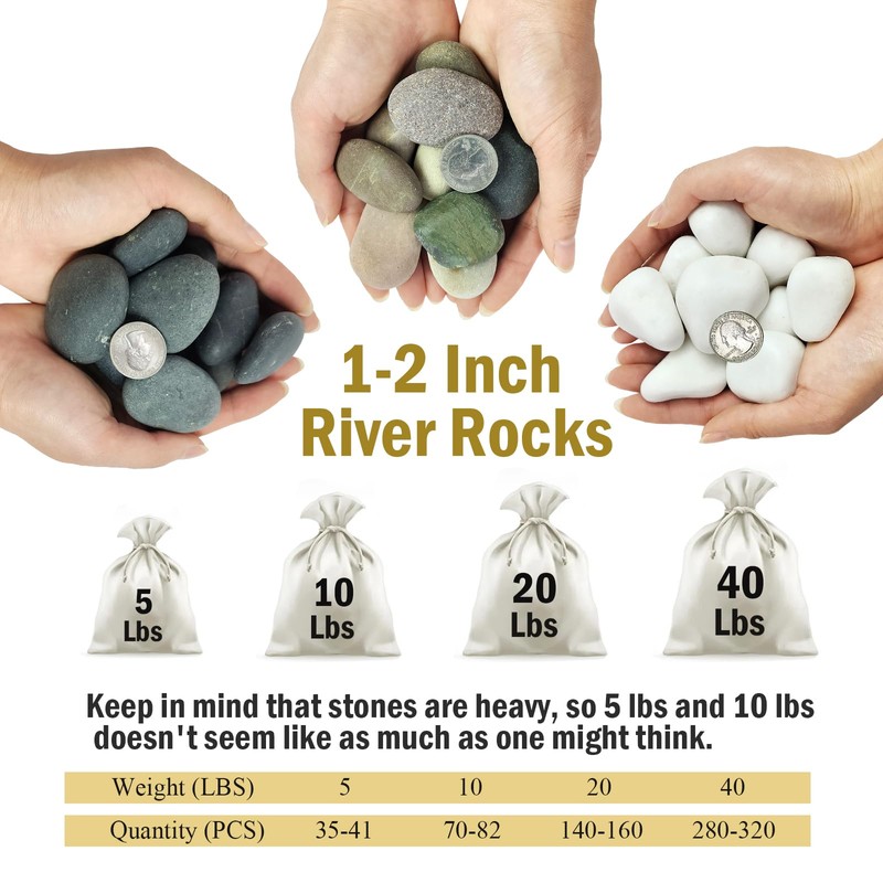 FANTIAN 40 lbs River Rocks for Landscaping, 1-2 Inch Decorative