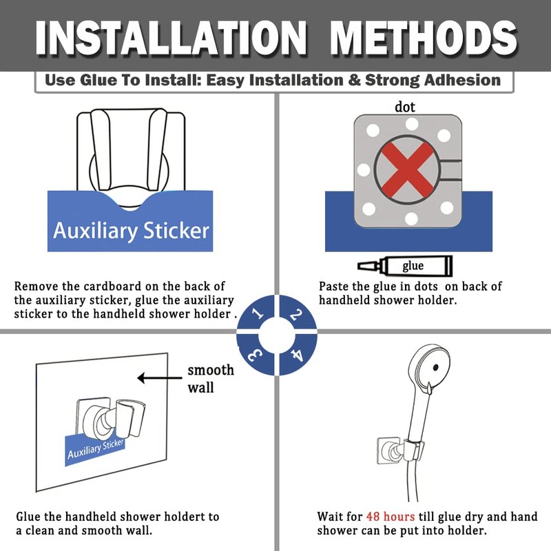 Shower Head Holder Adjustable Handheld Shower Head Bracket Adhesive Shower