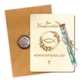 ePicsoa Confirmation Gift, 13 x 10 cm Wooden Money Gift Packaging, for Confirmation Money Gifts, Voucher Packaging with Test Tubes, Funny Money Packaging, Gift for Boys and Girls