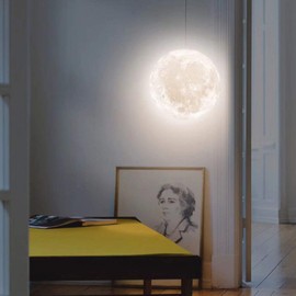 Uonlytech 3D Moon Lamp 3D Printing Moon Night Light Hanging Moon Lamp Baby Nursery Lamp for Gift Bedroom Childrens Room Decor