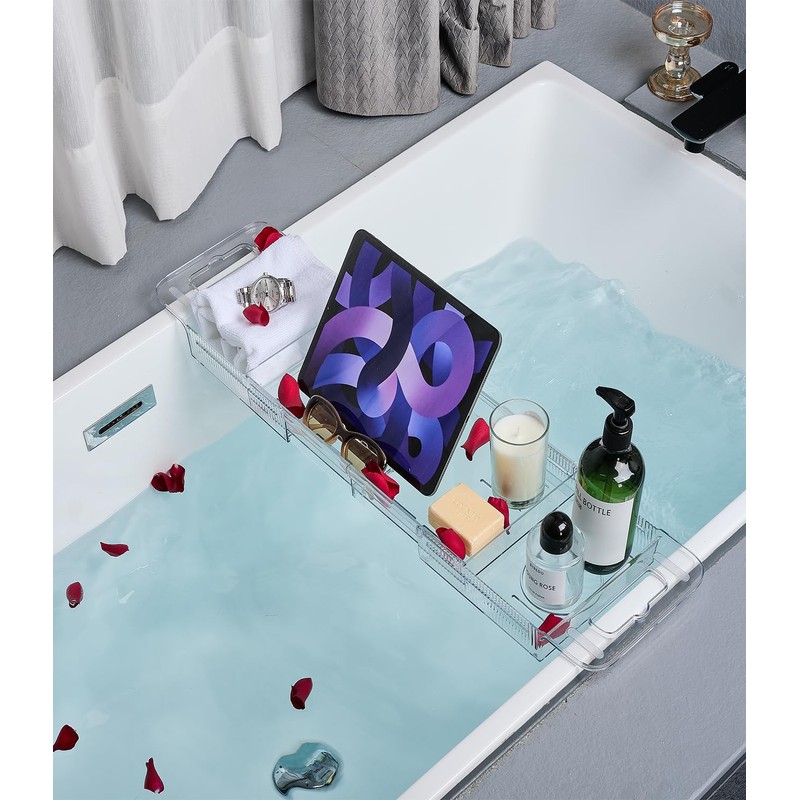Bathtub Caddy Tray,Adjustable Bathtub Tray Table, Bath Organizer for Relaxing