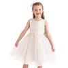 Uhnice Flower Girl Dress Satin V-Back Ball Gown for Wedding