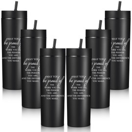 Rtteri 6 Pcs Employee Appreciation Gifts Bulk Thank You Tumblers for Women Men 16oz Plastic Skinny Tumblers with Lids for Housekeeping Nurses(Proud)