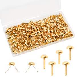 Pine & Linen 300 Pcs Brass Fasteners Scrapbooking Brads, Round Head Plated Fasteners for Paper Crafts, Decorative Scrapbooking DIY Supplies for Craft Art/School Projects(8 * 15mm/0.3 x 0.6Inch)