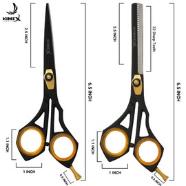 KIMEX LONDON Professional Hairdressing Scissors Set -Thinning Scissor - Japanese Barber Scissors - Stainless Steel Hair Scissors – Hairdressers Scissors UK - Comb - Leather Cover - 6.5 in.
