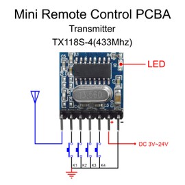 QIACHIP 6 Sets RX480E 433MHz RF Wireless Transmitter and Receiver Module + RF 433MHz Copper Spring Antenna Kit, High Frequency Super Regenerative Transceiver Module for Arduino Burglar Alarm