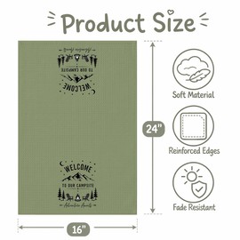 Camping Theme Kitchen Towels with Sayings, Welcome to Our Campsite Decorative Cute Dish Towels for Kitchen, Gifts Decor for Outdoor Lovers, 16 x 24 Inch