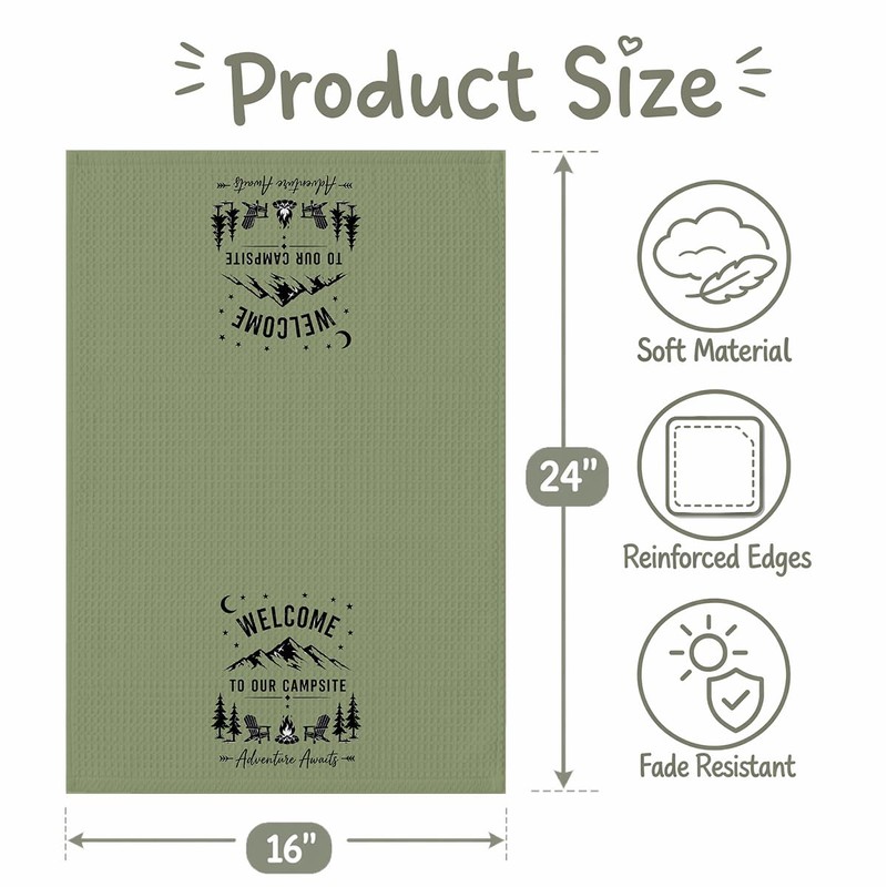 Camping Theme Kitchen Towels with Sayings, Welcome to Our Campsite