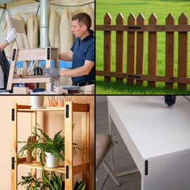 12 Pcs Flat Straight Brace Flat Straight Bracket Stainless Steel Flat Plate Straight Brackets Metal Mending Joining Plates for Wood Furniture Repair Fixing Bracket Connector with Screws (Black)