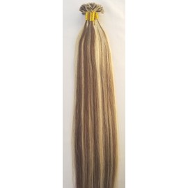 Hair Faux You 22" Remy Straight Pre bonded Keratin U Tip Human Hair Extensions Professional Salon 100 grams 100 strands Per Package Color # 4/613 Dark Brown mixed with Platinum Blonde