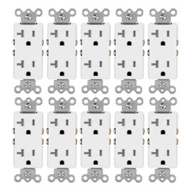 [10 Pack] BESTTEN 20-Amp Decorator Wall Outlet, Tamper-Resistant Receptacle, 20A/125V/2500W, UL Listed, White