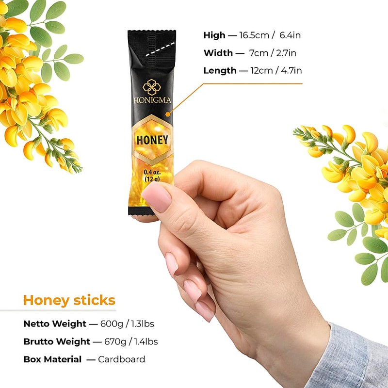 HONIGMA® Pure Ukrainian Acacia Honey Sticks – Deliciously Sweet –