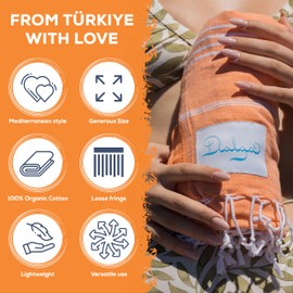 Dalga Turkish Beach Towels (67”x33”) - Sand Free, Lightweight & Ultra-Absorbent Turkish 100% Cotton Oversized Bath Towels, Quick Dry Towel for Travel, Gym, Pool, Spa & Bathroom