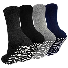 Artfasion - Calcetines antideslizantes para hombres y mujeres, calcetines antideslizantes para personas mayores, hospitales, yoga, pilates, Mix-4 pares, 7-10