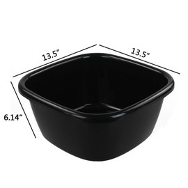 Dehouse 16 Quart Wash Basin, 3-Pack Black Plastic Dish Pan