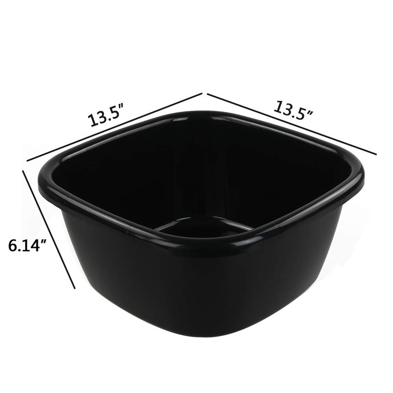 Dehouse 16 Quart Wash Basin, 3-Pack Black Plastic Dish Pan
