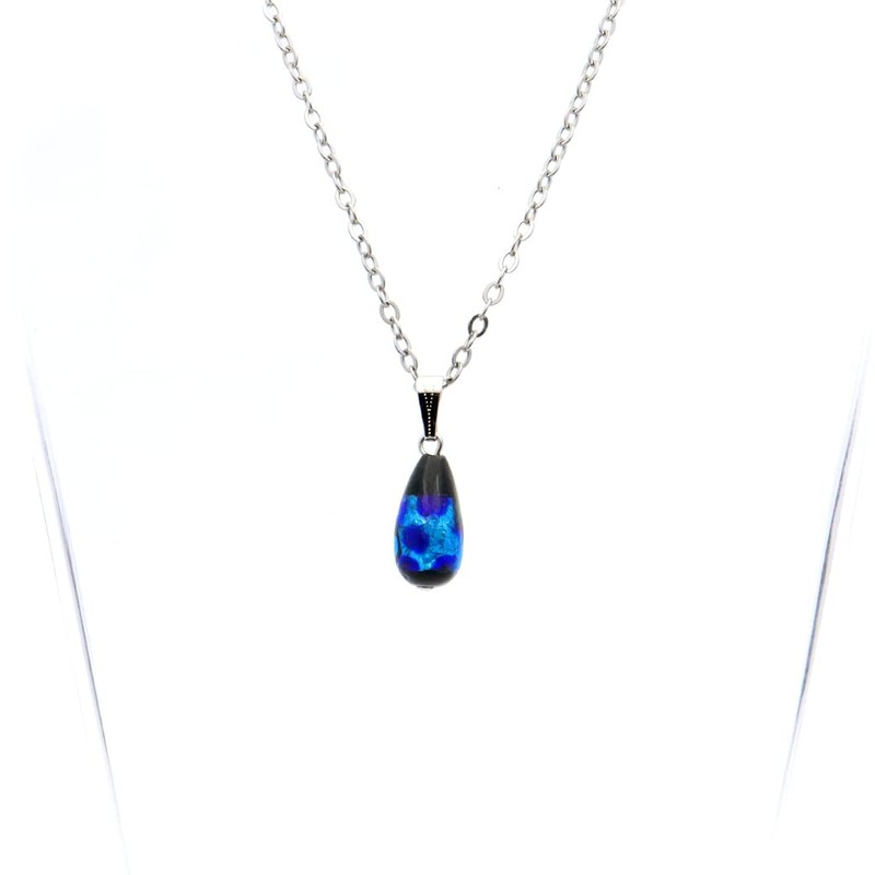 GOLD STONE Sparkling Firefly Glass Necklace, Drop Dragonfly Ball, Pendant,