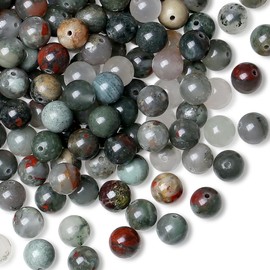 DUQGUHO Dragonblood Beads 8mm Natural Crystal Beads Round Polishing Stone Bead Genuine Gemstone Beads for DIY Jewelry Making 47 Pcs