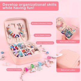 ELLENER Girls Bracelet Making Kit,A Perfect Birthday Gifts for Girls Age 6 7 8 9 10,Jewelry Making Kit with Portable Jewelry Box,Cute Sparkling That Inspires Creativity and Self-Expression