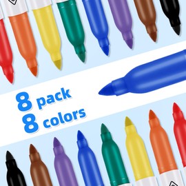 Affisure Permanent Markers Assorted Colors Set, 8 Colored Markers 8 Pack, Fine Point，Works on Wood, Plastic, Metal, and More, for Adults, Artist, Taecher, Kids
