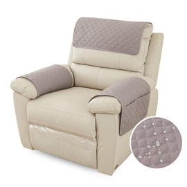 FANSU Armchair Covers for Arms Headrest Cover for Armchair Waterproof Slipcover with Side Pocket Nonslip & Washable & Abrasion Furniture Protector for Cat Dog Pets (1 Seater,Light grey)