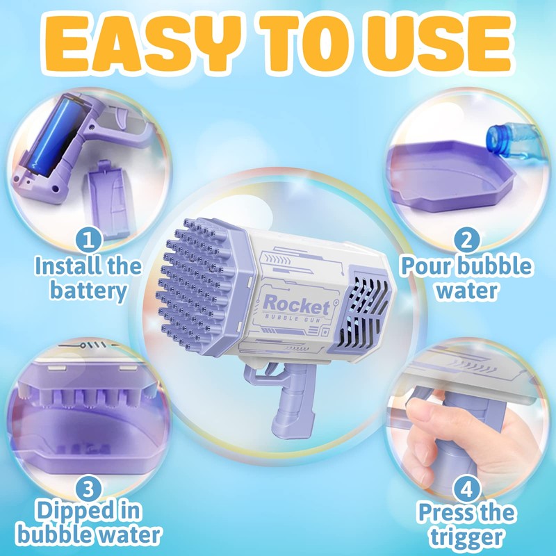 69 Holes Bubble Machine Gun - 2023 Upgraded Light Up